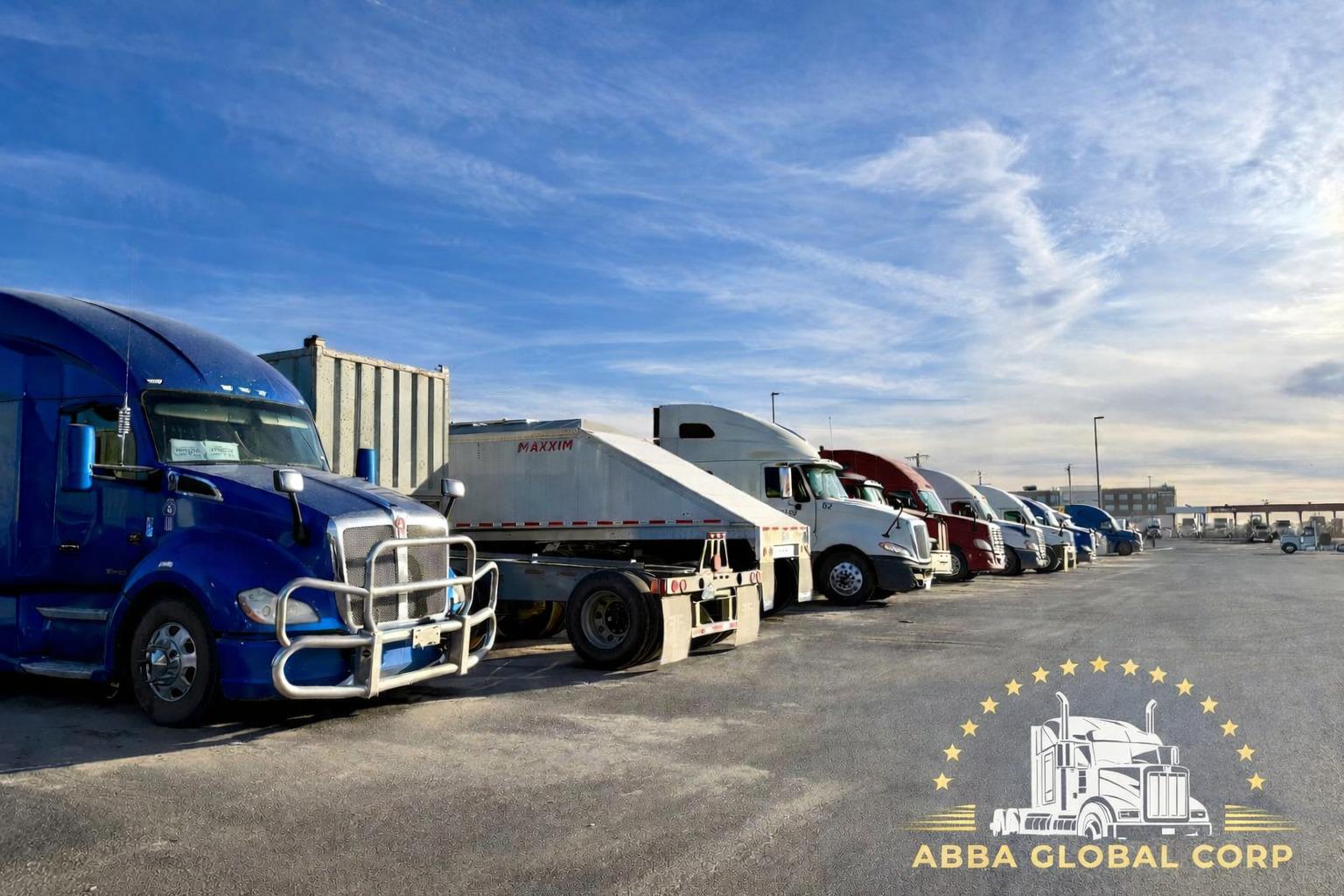 ABBA Global Corp fleet trucks lined up in Odessa, TX